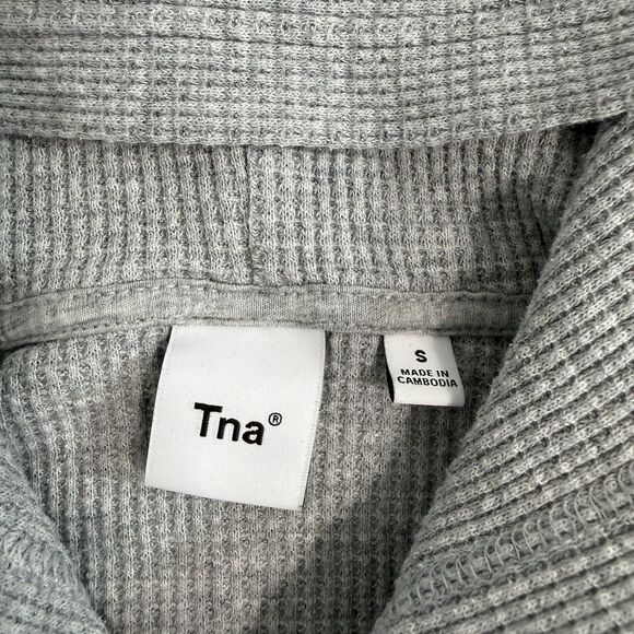 Aritzia TNA Hoodie Womens Size Small Waffle Knit Full Zip Sweatshirt Grey - Picture 3 of 8
